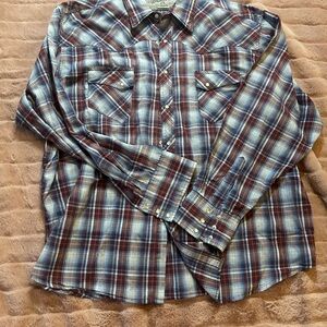 Men's Wrancher Shirt - Blue and Brown sku175